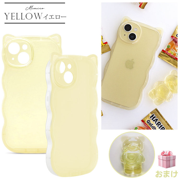 くまさんグリップ付き｜猫耳ウェーブフレームiPhoneケース