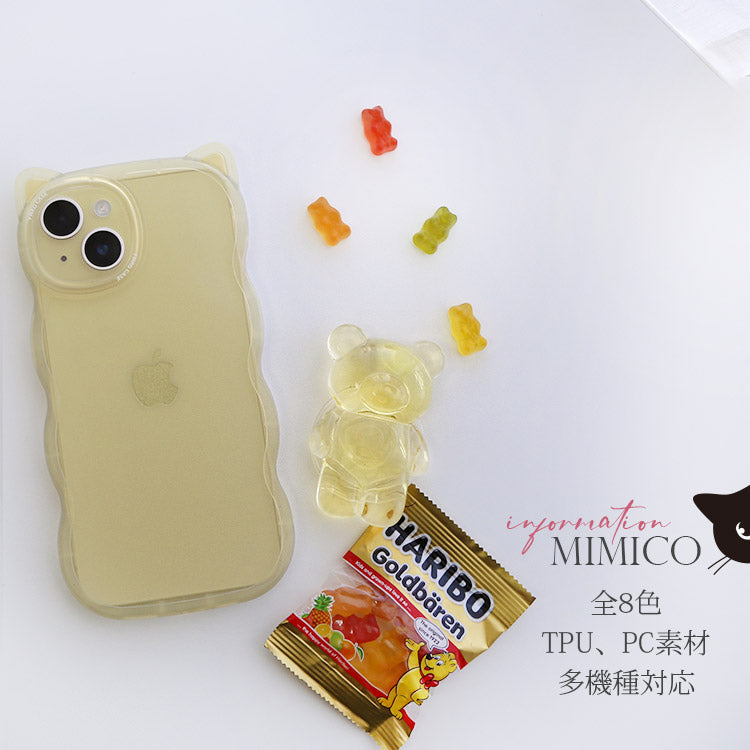 くまさんグリップ付き｜猫耳ウェーブフレームiPhoneケース