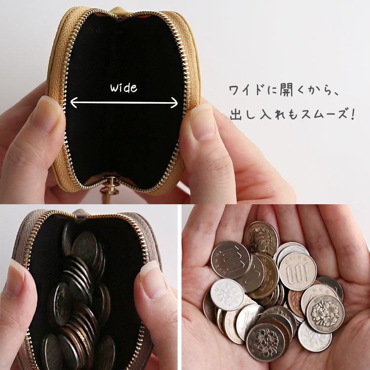 小銭と鍵やイヤホンが入る猫フェイスコインケースの収納例