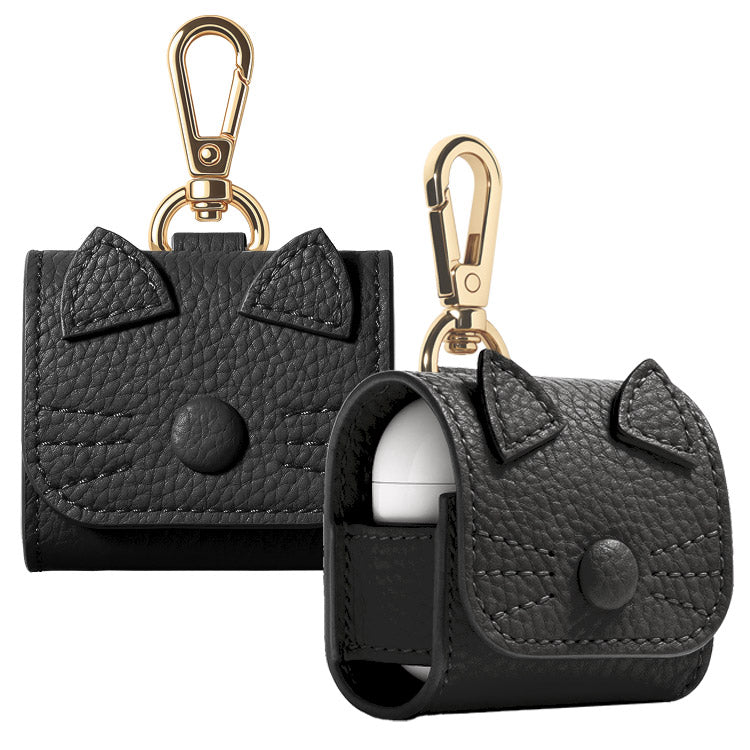 猫耳 AirPodsケース｜くすみカラー 全10色｜PUレザー・カラビナ付き・傷防止