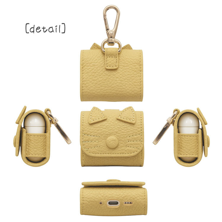 猫耳 AirPodsケース｜くすみカラー 全10色｜PUレザー・カラビナ付き・傷防止