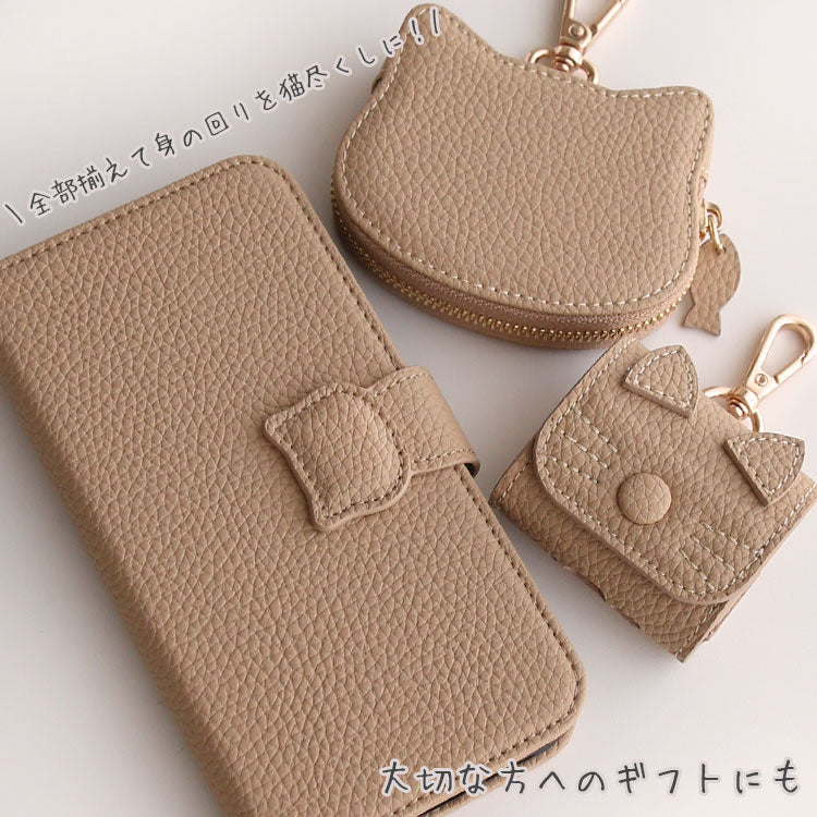 猫耳 AirPodsケース｜くすみカラー 全10色｜PUレザー・カラビナ付き・傷防止