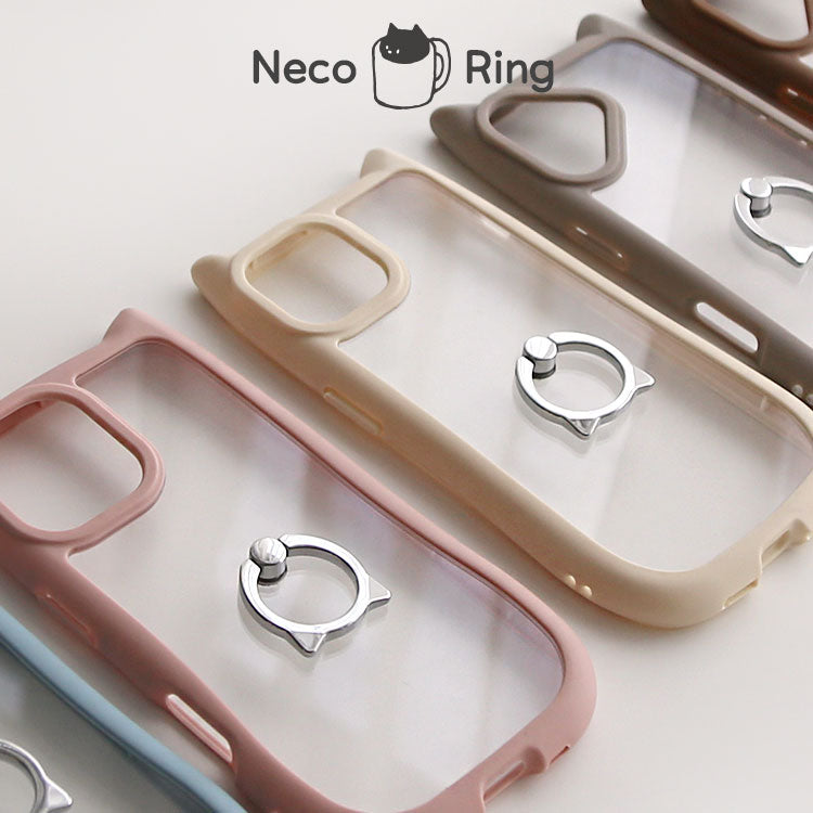 【ショルダーストラッププレゼント】ネコミミリングつきiPhoneケース[iPhone15/14/13/12/11シリーズ]