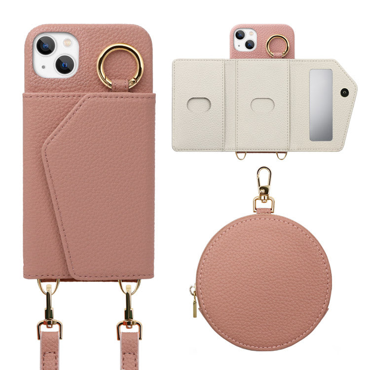 マルチコインケース＆ショルダー付き背面収納iPhoneケース[iPhone13/12/11/SEシリーズ]