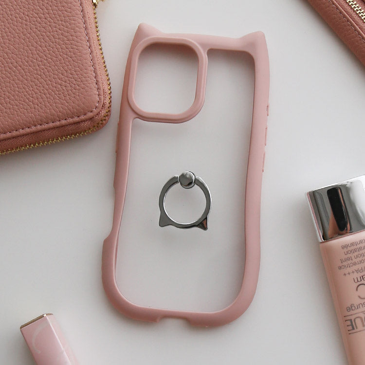 【ショルダーストラッププレゼント】ネコミミリングつきiPhoneケース[iPhone15/14/13/12/11シリーズ]