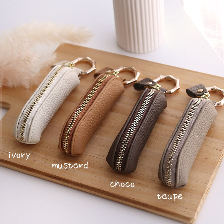 選べる長さ｜バンブー型カラビナ付き｜本革コインケース