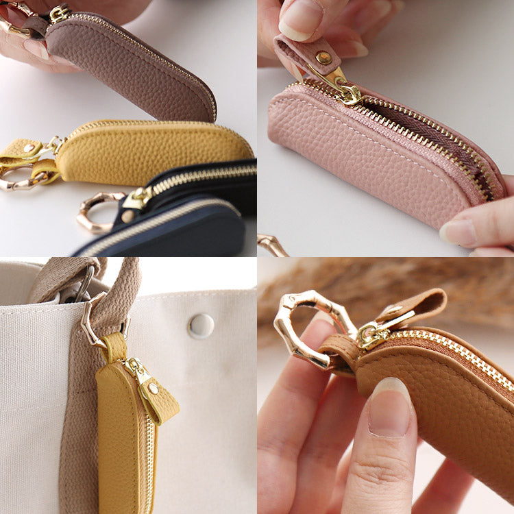 選べる長さ｜バンブー型カラビナ付き｜本革コインケース