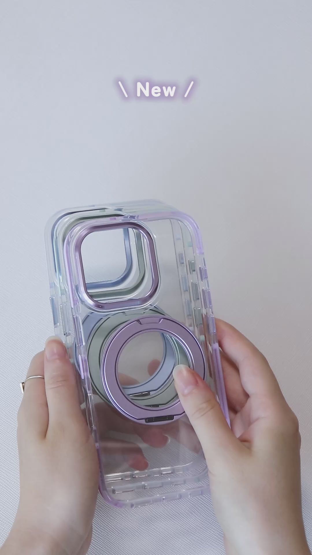 MagSafe対応 360度回転 リング付き スタンド内蔵 クリア iPhone ケース