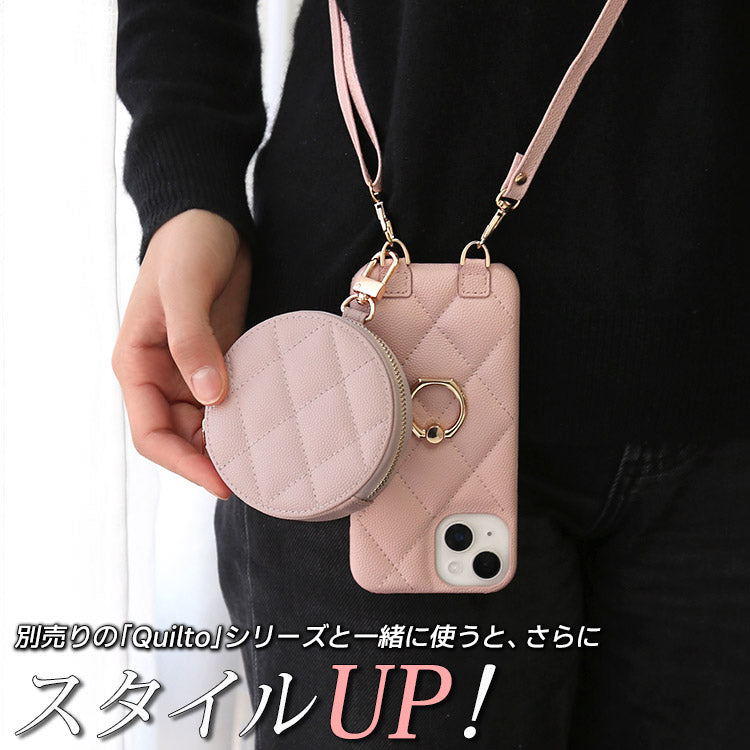 ゴールドカラビナ付き｜キルティング柄【8色展開】｜ミニコインケース