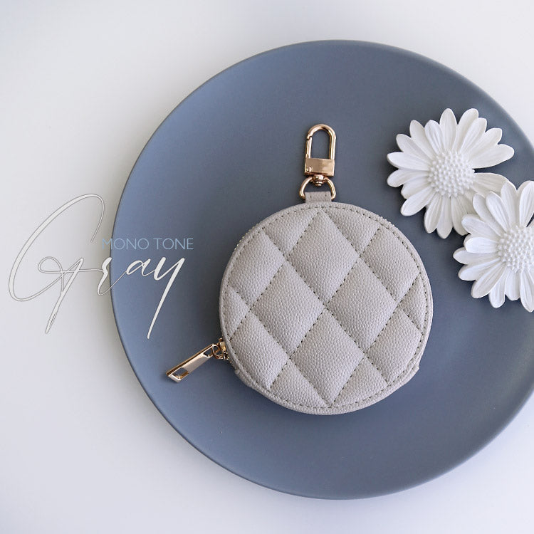 ゴールドカラビナ付き｜キルティング柄【8色展開】｜ミニコインケース