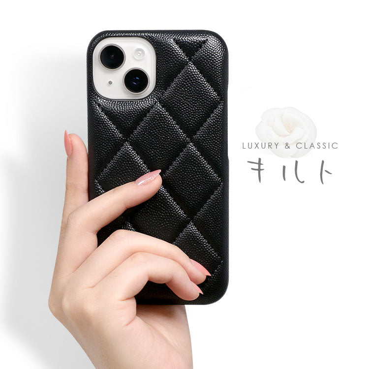 【ショルダーストラッププレゼント】カードポケット付き｜キルティング レザー風 iPhoneケース[iPhone14/13/12/11/SEシリーズ]