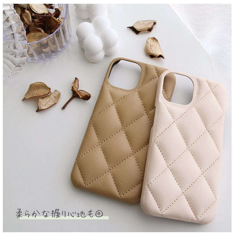 【ショルダーストラッププレゼント】カードポケット付き｜キルティング レザー風 iPhoneケース[iPhone14/13/12/11/SEシリーズ]