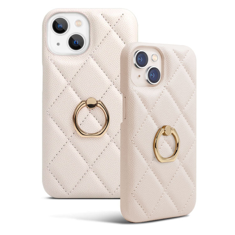 【ショルダーストラッププレゼント】キルティング背面リング付きiPhoneケース[iPhone14/13/12/11/SEシリーズ]