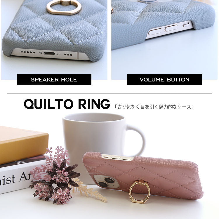 【ショルダーストラッププレゼント】キルティング背面リング付きiPhoneケース[iPhone14/13/12/11/SEシリーズ]