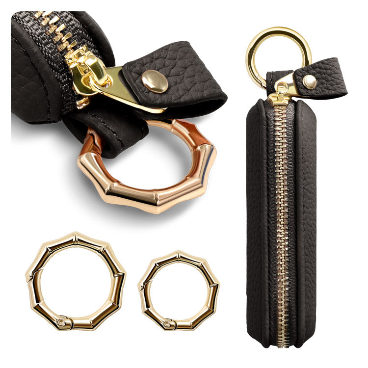 選べる長さ｜バンブー型カラビナ付き｜本革コインケース