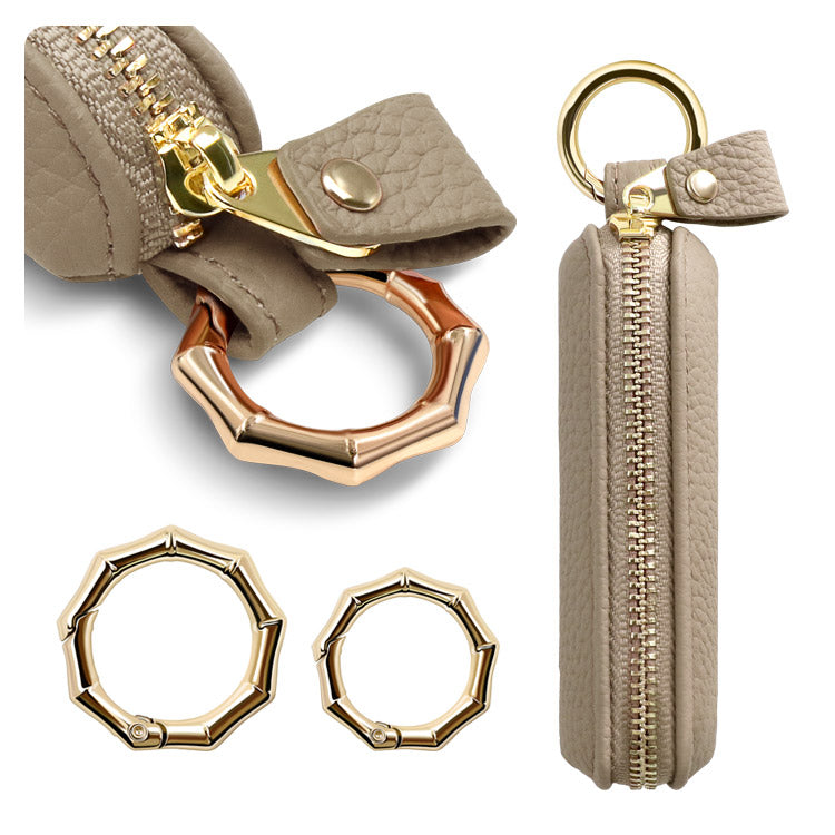 選べる長さ｜バンブー型カラビナ付き｜本革コインケース