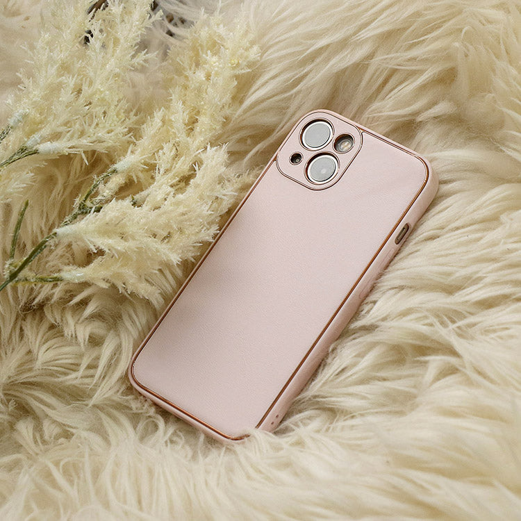 【ショルダーストラッププレゼント】ゴールドライン｜シンプルエレガンス プレミアム PUレザー iPhoneケース[iPhone12/11/SEシリーズ]