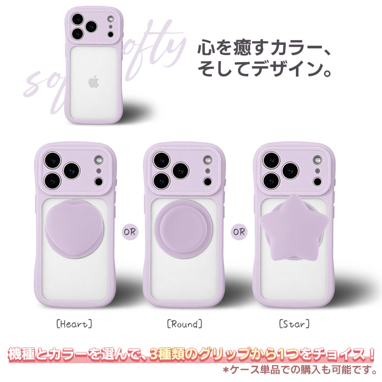 【MagSafeグリップセット】背面クリア バンパーケース パステルカラー iPhoneケース