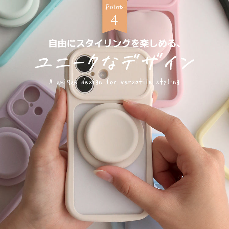 【MagSafeグリップセット】背面クリア バンパーケース パステルカラー iPhoneケース