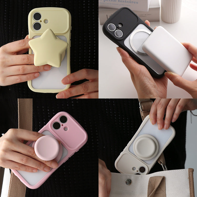 【MagSafeグリップセット】背面クリア バンパーケース パステルカラー iPhoneケース