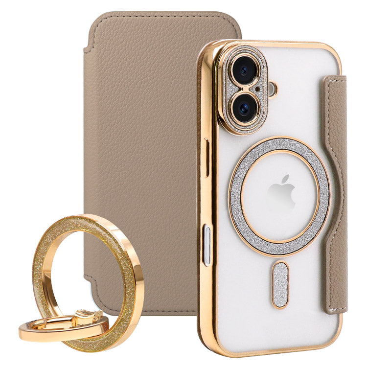 Magsafe対応手帳型iPhoneケース｜収納式レジンリングセット