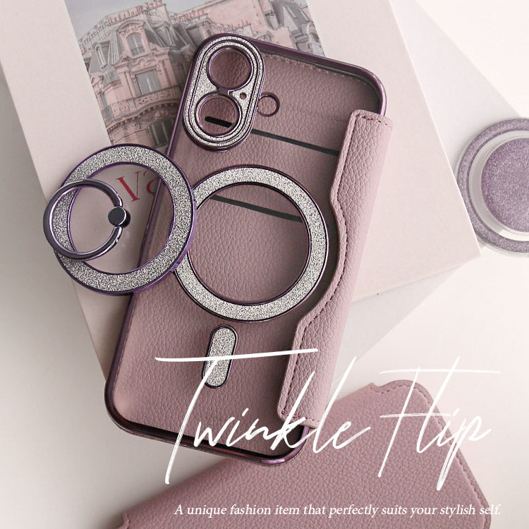 Magsafe対応手帳型iPhoneケース｜収納式レジンリングセット