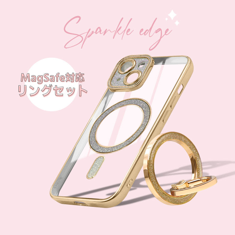 【ショルダーストラッププレゼント】MagSafe対応 ｜レジンタイプのきらめくリング付きiPhoneケース