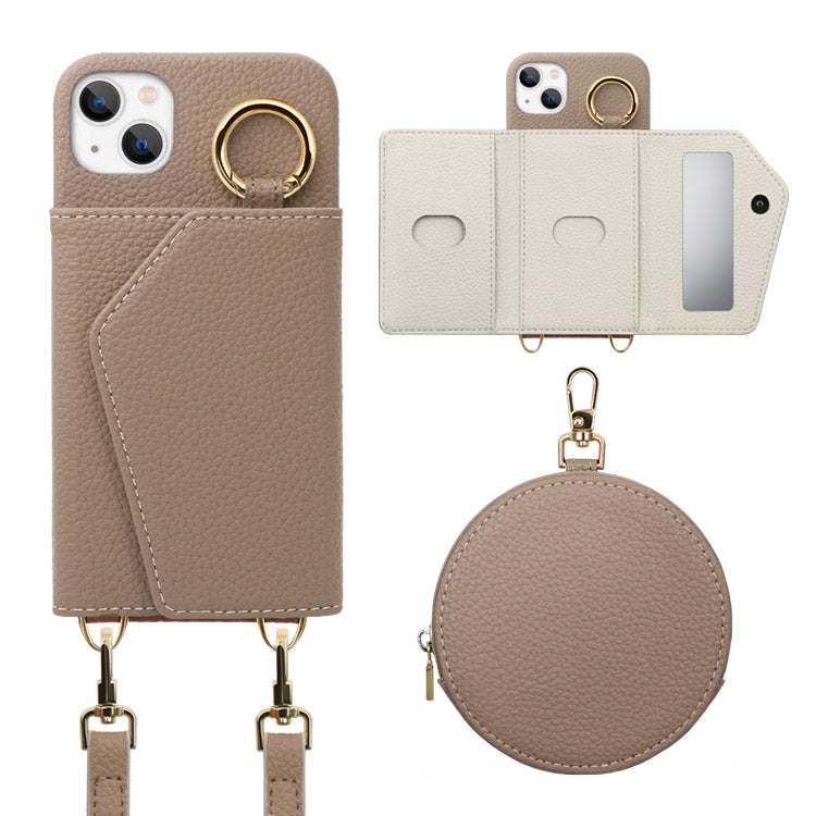 マルチコインケース＆ショルダー付き背面収納iPhoneケース[iPhone13/12/11/SEシリーズ]