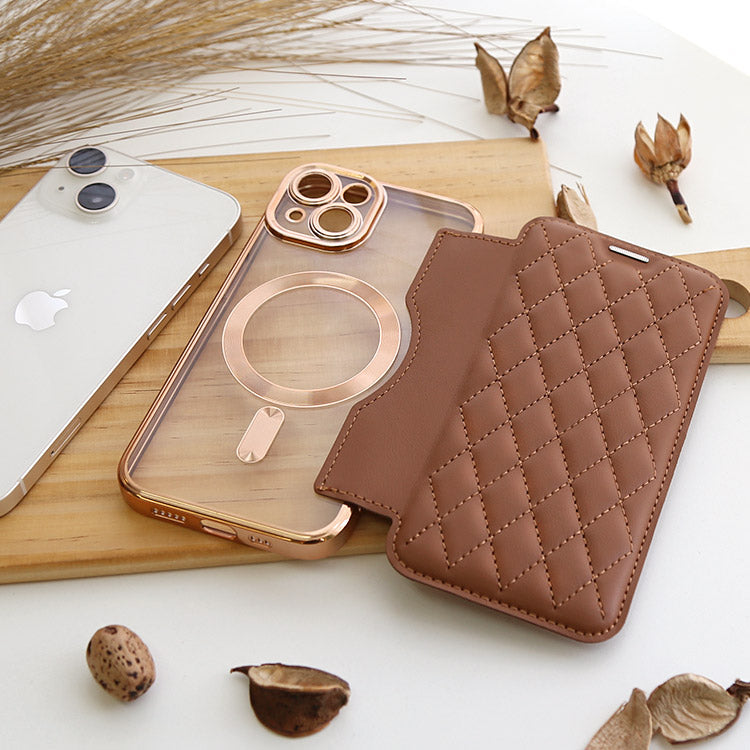 MagSafe対応手帳型キルティングiPhoneケース