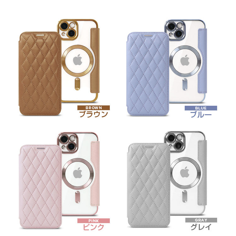 MagSafe対応手帳型キルティングiPhoneケース