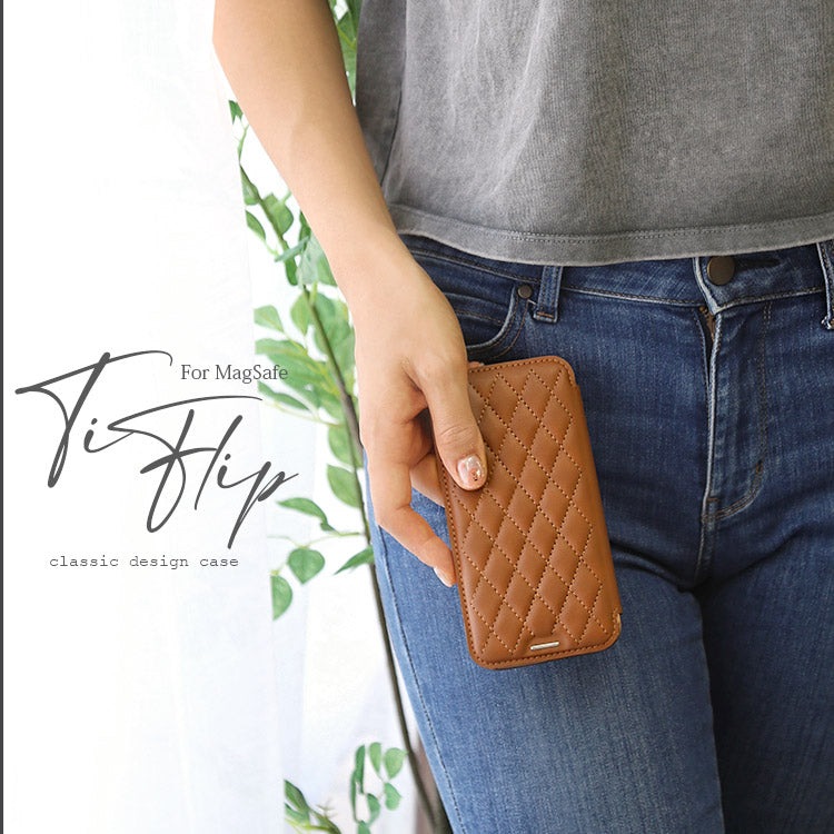 MagSafe対応手帳型キルティングiPhoneケース
