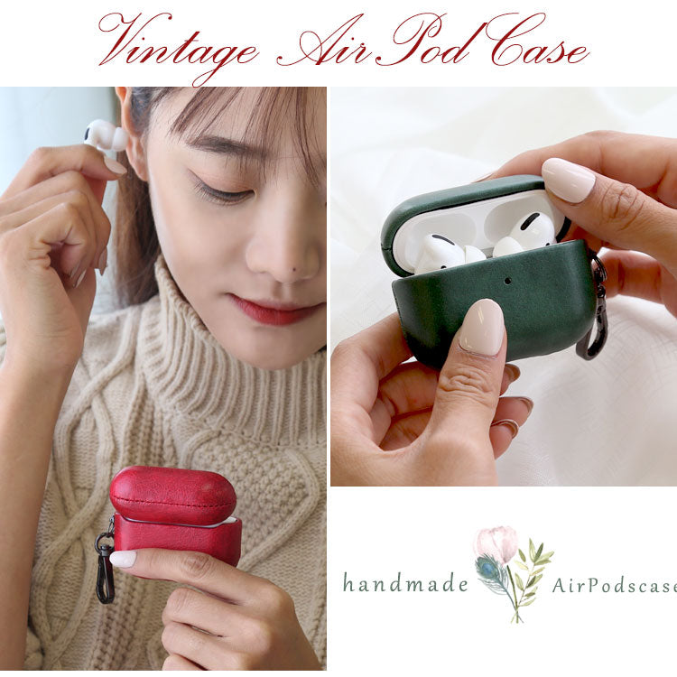 ヴィンテージカラー AirPods/AirPods Proケース | カラビナ付き