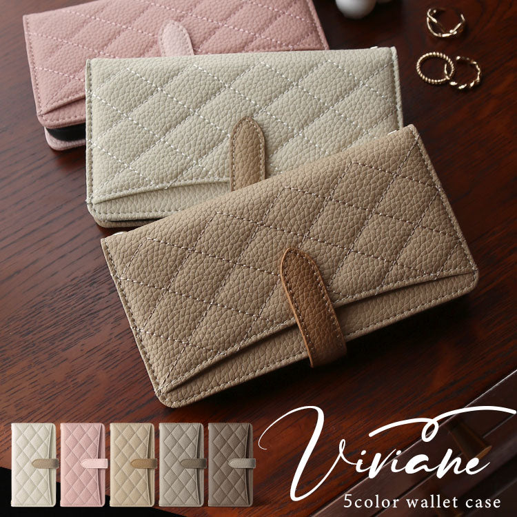 【ショルダーストラップ付き】 ベルト付き｜カード収納｜キルティング柄｜手帳型 iPhoneケース