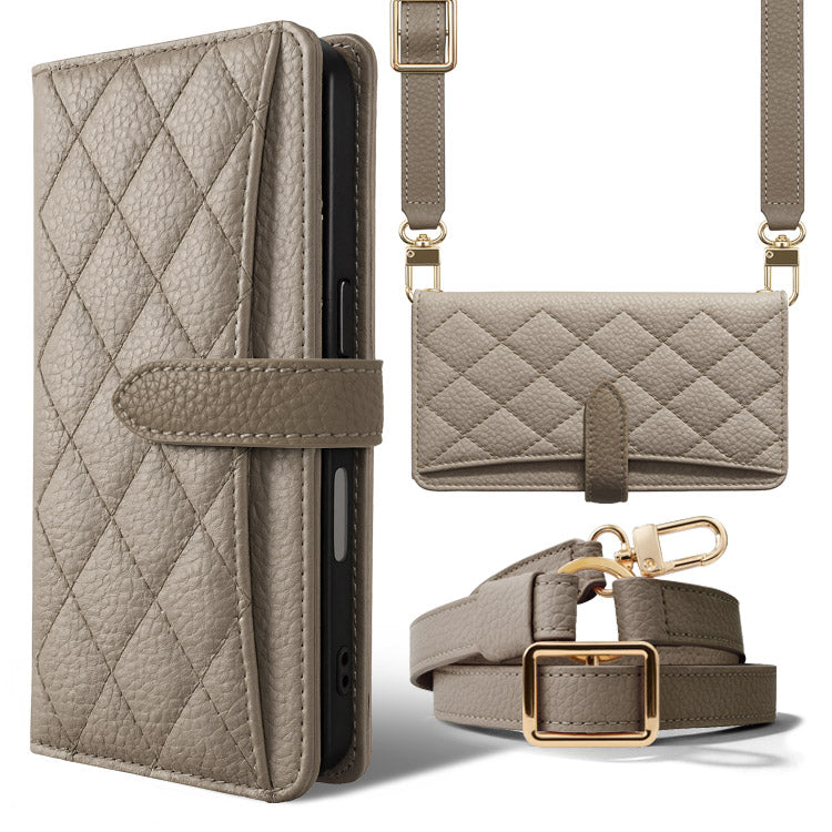 【ショルダーストラップ付き】 ベルト付き｜カード収納｜キルティング柄｜手帳型 iPhoneケース