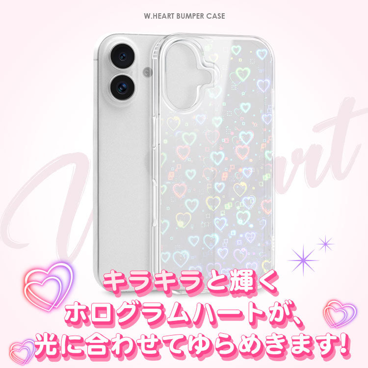 インナーシート・チャーム付きハートホログラムクリアiPhoneケース