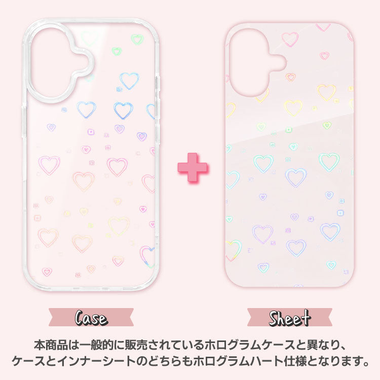 インナーシート・チャーム付きハートホログラムクリアiPhoneケース