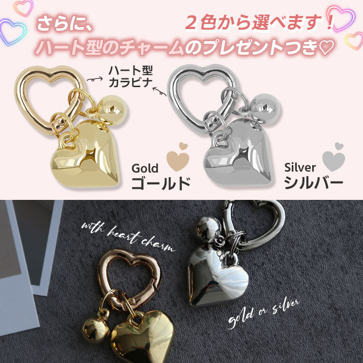 《インナーシート・チャーム付き》ハートホログラム｜クリアiPhoneケース