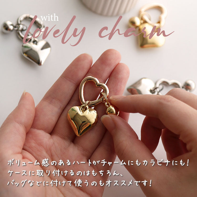 《インナーシート・チャーム付き》ハートホログラム｜クリアiPhoneケース