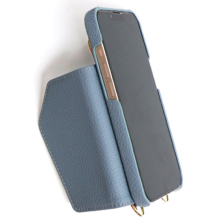 ショルダーストラップ背面収納付きくすみカラーiPhoneケース[iPhone16シリーズ]